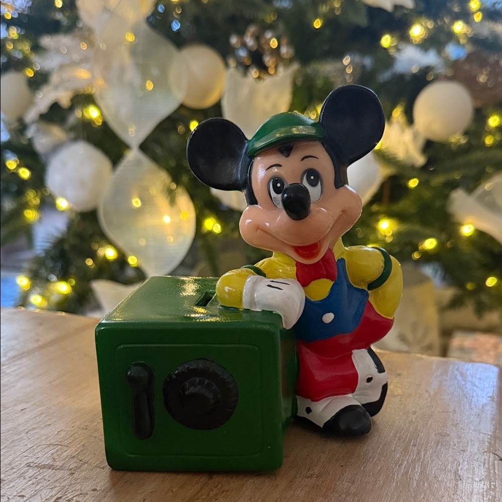 Disney Mouse Figurine with Green Suitcase